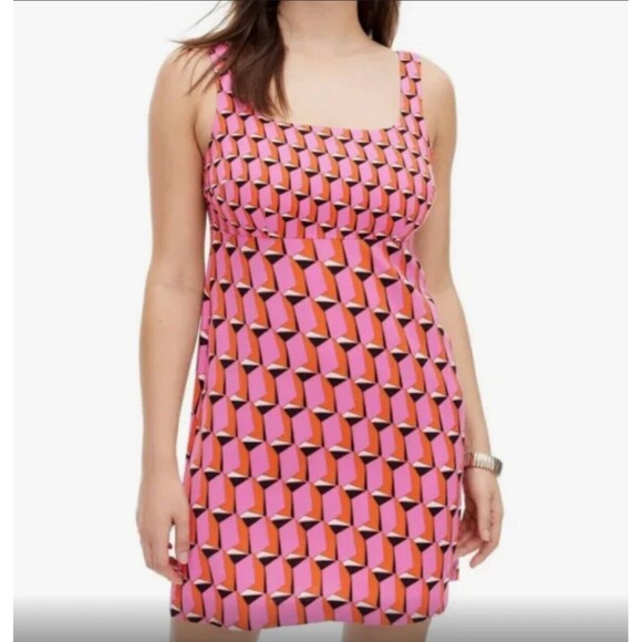 Diane Von Furstenberg Mini Dress Womens 14 Multicolor 90s Modern Geometric - Picture 1 of 5